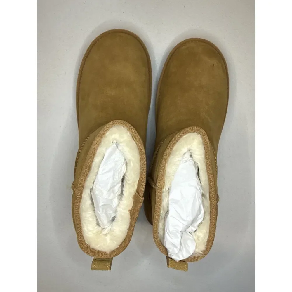 Bruno Marc Men’s Suede Faux Fur Winter Boots Chestnut Size 9.5